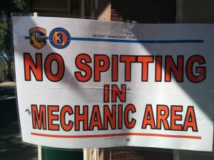 No Spitting in Mechanic Area   